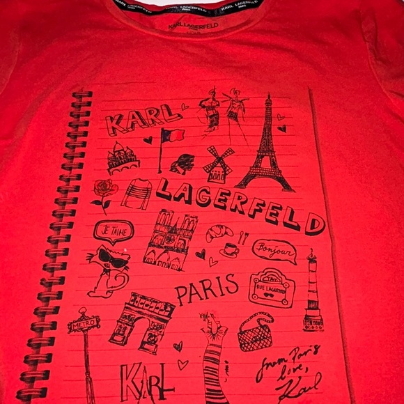 Karl Lagerfeld Paris Graphic Tee Shirt Signature Black Eiffel Tower Small - Picture 5 of 13